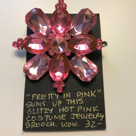 Vintage Brooch Pink Pin Jewelry Art Deco 2-Toned - Picture 2 of 4